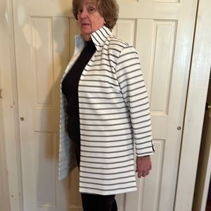 White with black stripe long dressy jacket